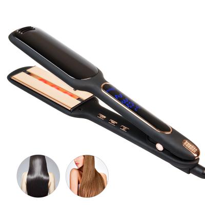 China Professional Hotel Hair Straightener LCD Display Infrared Ultrasonic Hair Straightener Flat Iron Hair Styling Tools for sale