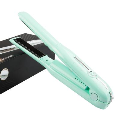 China Rechargeable Travel Treatmet Infrared Hair Straightener 2 in 1 Cordless Hair Straightener Curler and Mini Brush Portable USB Rechargeable Flat Iron for sale