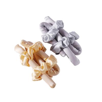 China DIY factory wholesale soft heatless silk hair roller wave no heat hair curls with scrunchies hair curler silk roller for sale