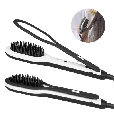 China Anti-scald New Design Anti-scald Electric Hair Brush Straightener with Clip for Thick Frizzy Hair Brush Dryer Styler in Ceramic Heater for sale