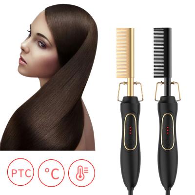 China 60mins automatic -. Factory Price Hot Comb Electric Copper Hair Straightener Brush Custom Made 2 in 1 Home Electric Curly Hair Hot Comb for sale