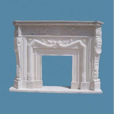 China Durable And Artistic Indoor Freestanding Elegant White Marble Surrounds China Fireplace Mantels for sale