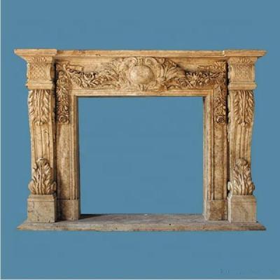 China Durable And Artistic Antique Mid Century Victorian Modern Stone Gold Stone Fireplace Free Bury Surround With Grapes for sale