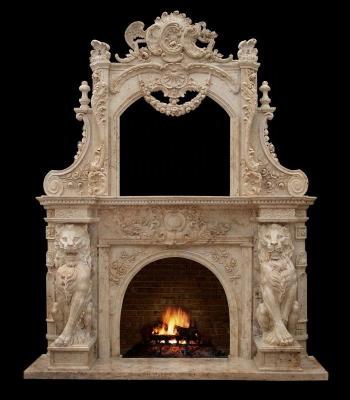 China Modern Cheap Indoor Large Double Figure Chimney Fireplaces Free Standing French Marble Mantel Surround Decorations Christmas for sale