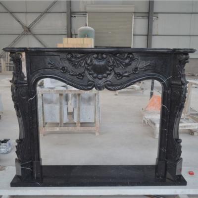 China Napoleon Ornate Black Marble Mid-Century Landscape Mental Coverings Modern Durable And Artistic View Interior Decorative Fireplace Statue for sale