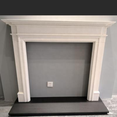 China Durable And Artistic Wholesale White Aegean Limestone Fireplace Mantels for sale