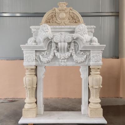 China Durable and Artistic Modern Decor Natural Marble Fireplace Mantels Wrap Surround for sale