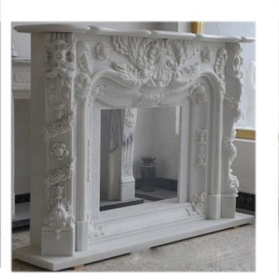 China Durable and Artistic Luxury Living Room Modern Bracket Marble Stone Fireplace Surround for sale