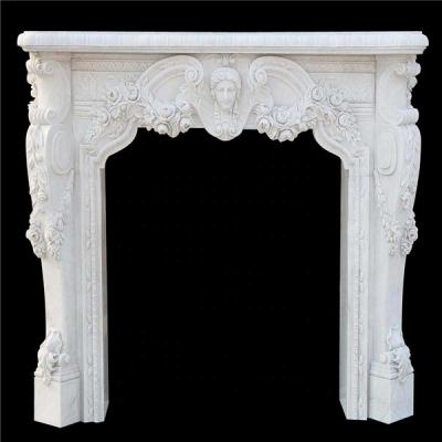 China Modern Stylish Decorative Arch Fireplace Victorian White Marble Mantel for sale