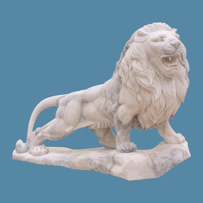 China Durable and artistic outdoor white marble large lions stone statues for sale for sale