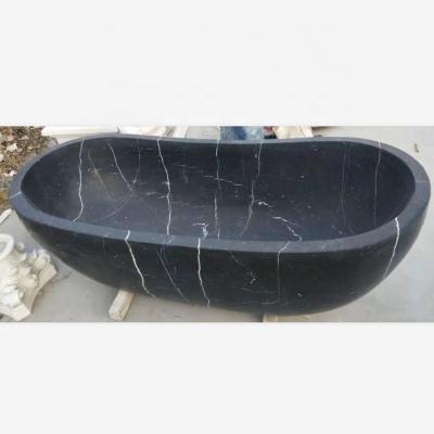 China Durable And Artistic Cheap Freestanding Deep Modern Black Marble Bathtub for sale