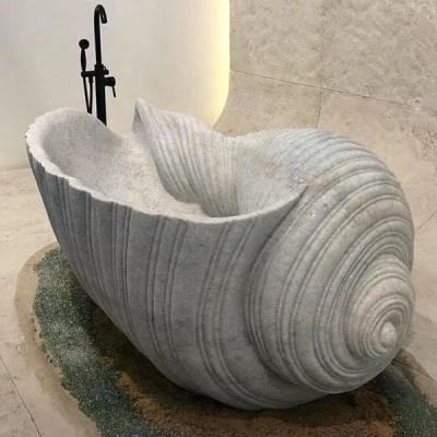 China Durable And Artistic Indoor Luxury Freestanding Natural White Marble Stone Bathtubs for sale