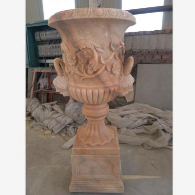 China Large Durable And Artistic Natural Marble Stone Flower Urn Planter Pots for sale