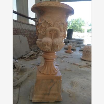 China Durable And Artistic Outdoor Natural Stone Marble Planters Flower Pots for sale