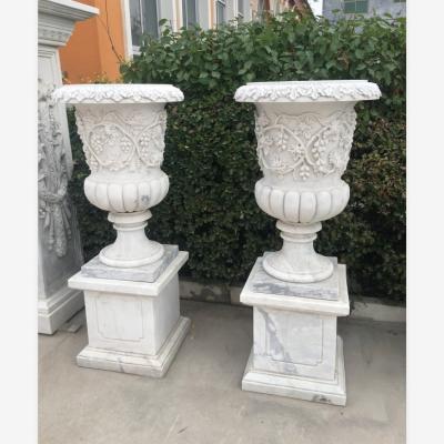 China Durable And Artistic Granite White Marble Flower Pot for sale