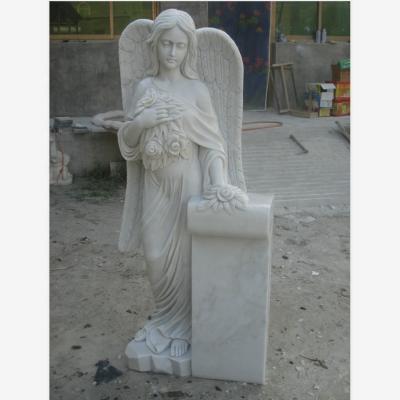 China Large Durable and Artistic Indoor White Marble Figure Angel Human Statues With Wings for sale