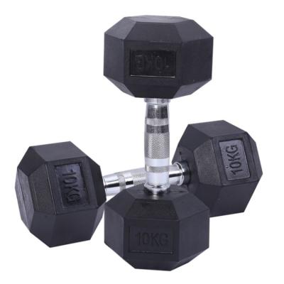 China Dumbbell Wholesale 5kg-40kg Plated Hex Coated Dumbbell For Family And Gym for sale