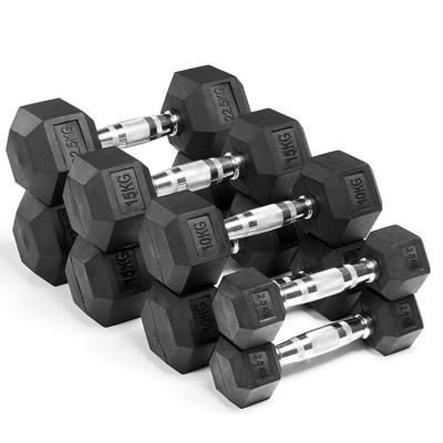 China Factory Wholesale Price Sports Rubber Covered General Performance Dumbbell Hex Iron With Rubber Coated Dumbbell for sale