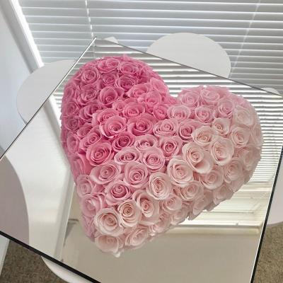 China Forever direct approval Angel Mirror Heart Eternal Flower Rose Acrylic Gift Box factory red roses 520 Valentine's proposal confession for sale