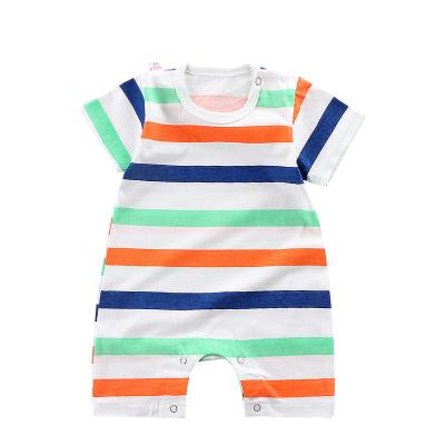 China 2021 Summer Newborn One Piece Spandex/Polyester Baby Short Breathe Sleeve Printed Jumpsuit Romper for sale