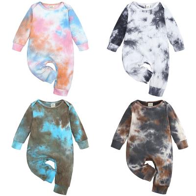 China Polyester Clothing Tie Dye Ribbed Romper/Autumn Long Sleeve Elastic Cotton Overall Baby Newborn Infant Jumpsuit for sale