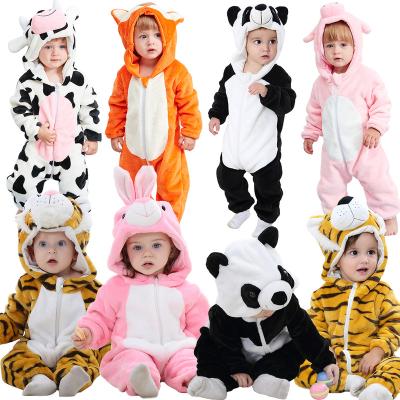 China New Boys Girls Fleece Hooded Animal Overalls Romper Polyester/Autumn Winter Newborn Clothes Baby Cotton for sale