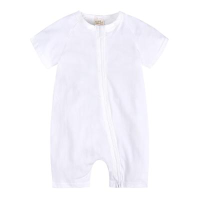 China OEM Polyester/Cotton Summer Baby Sleeve Shorts Baby Zipper Romper Unisex Organic Cotton Solid Jumpsuit for sale