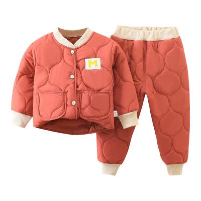 China Casual Toddlers Girl Boy Clothes Clothing Set Lounge Wear Outfits Cotton Padded Baby Winter Thick Two Piece Suit for sale