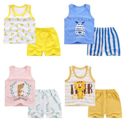 China Casual Two-Piece Set Toddler Kids Clothing Summer Cotton Boys and Girls Kid Shorts Baby Sleeveless Suit Vest Pants Set for sale