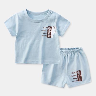 China 2021 New Casual Children's Summer Clothes Cotton Short Sleeve T-shirt and 2 Piece Short Set for Kids Baby Boys for sale