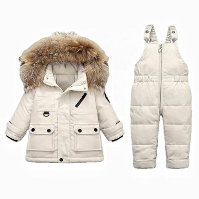 China Hooded Infant Ski Suit For Kids Ski Suit 2 Piece Snow Coat Down Jacket Winter Babies Outdoor Viable Snowsuit Boys for sale