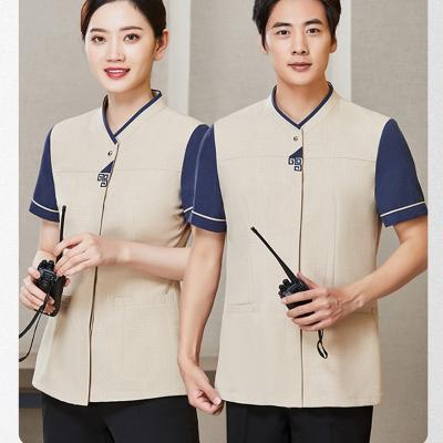 China Wholesale Custom Breathable Short Sleeve Room Maid Staff Uniform Hotel Cleaning Uniform for sale