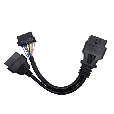 China Wholesale Car 2 OBDII OBD Adapter 1 To 2 Male Splitter Cable 16pin Easy Operation To Dual Female Extension Cord for sale