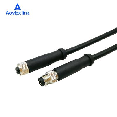 China Customized Molded Industrial Plastic M8 Connector 4Pin Cable Connector Industrial Plastic Male Female Circular Waterproof M8 M8 Cable for sale