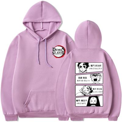 China Anti-Wrinkle Anime Demon Slayer Hoodie Pullover Sweatshirt Japanese Kimetsu Graphic Hoodies Kawaii Tanjiro Kamado No Yaiba Hoody Men Women for sale