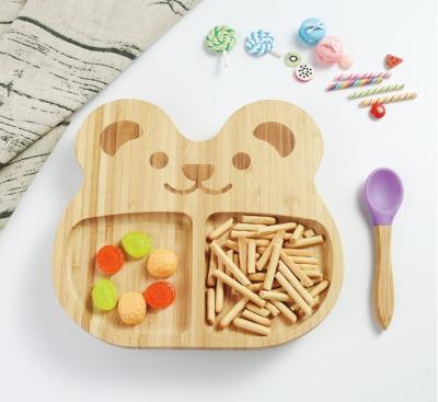 China Variety shape bamboo dish children's dessert dish baby tableware baby tray cartoon cutlery set kids plate for sale