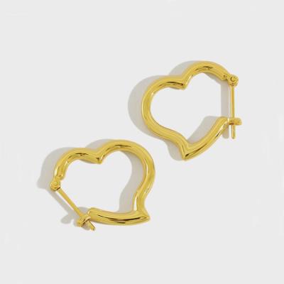 China Other New Arrival Sensitive Cavity Mini Heart Earrings Gold Silver Plated 925 Love Heart Earrings for sale