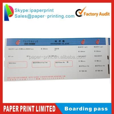 China Waterproof Airline Boarding Pass Plane Ticket Paper for sale