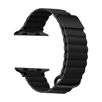 China Best Fashionable Luxury Durable Luxury Genuine Leather Smart Watch Strap Watch Buckle Watch New Arrival Magnet Bands Chains For Apple Watch Iwatch 38 40 42 44 mm for sale