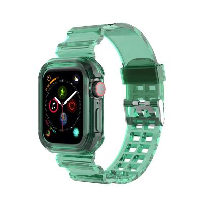 China High Quality Clear Tpu Case Sports Protective Buckle For Apple Watch Band 44mm 40mm For Iwatch Series 6 5 4 3 38mm 42mm Strap Strap for sale