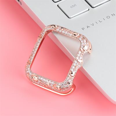 China Fashion/Factory Popular Sale Directly Luxury Diamond Metal Case Cooper Watch Protector Cover Bumper For Iwatch 7 for sale