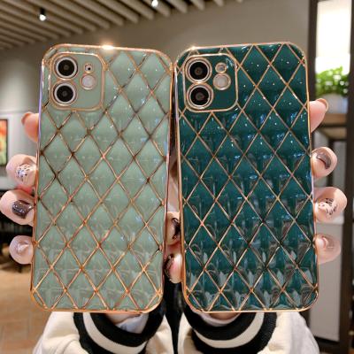 China Luxury Shiny Shockproof Diamond Pattern Plating Soft Phone Case For Iphone13 12 pro Max Mini 11 pro Max Xr X Xs 7 8 max plus Se 2020 cover for sale