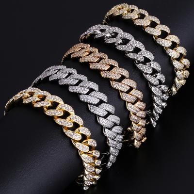 China Non-fading 14K 18K Gold Plated Luxury Cuban Link Chain Iced Out Diamond Bracelet For Men Women Outlet CZ Miami Hip Hop Jewelry Stainless Steel for sale