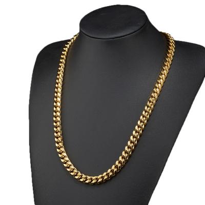 China Wholesale Non-fading Dropshipping Restriction Custom Cuban Link Men's Cuban Link Necklace Stainless Steel 14k 18k Gold Plated Miami Hip Hop Chain for sale