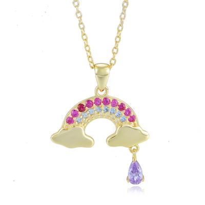 China VERENA Trendy Crystal Diamond Sterling 925 Silver Rainbow Pendant Necklace for sale