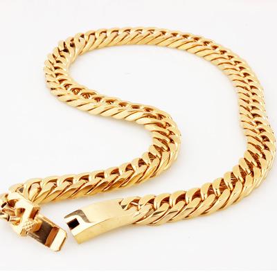 China Verena Jewelry Drop Shipping Non-fading Service 1pcs Moq In Stock 15mm 18k Gold Plated Stainless Steel Franco Chain Necklace for sale