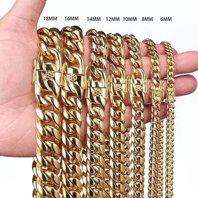 China Verena Dropshipping Stainless Steel Chain 18k Gold Plated Necklace Non-fading Cuban Chain for sale