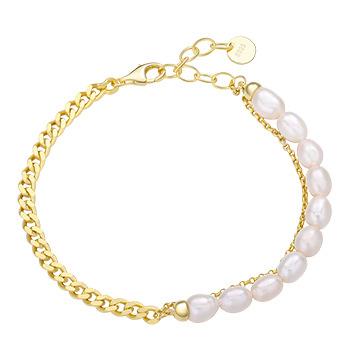 China VERENA Fashion Baroque Pearl And À LA MODE 925 Sterling Silver Cuban Chain Bracelet for Women for sale