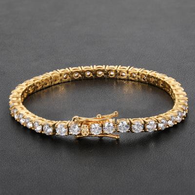 China Verena Dropshipping Hip Hop 4mm Non-fading 18K White Gold Plated Iced Out CZ Diamond Tennis Stainless Steel Bracelet for sale