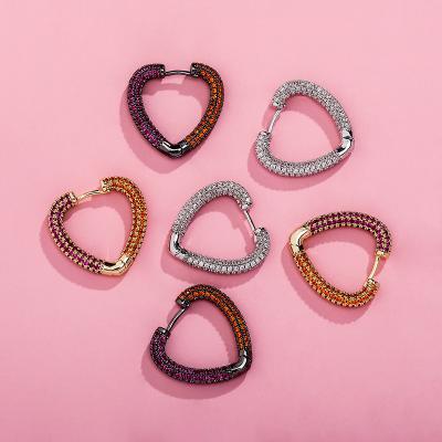 China Verena's FASHION SERVICE 18k White Gold Dropshipping 1pcs 925 Sterling Silver 5a CZ Colorful Heart Circle Stud Earrings for sale